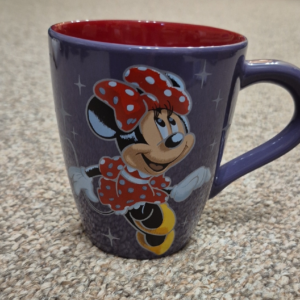 Disney Store 25th Anniversay Minnie Mouse Purple and Red Coffee/Tea Mug *New*